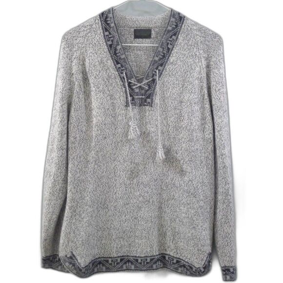 El Inca Alpaca Knit Lace Up Sweater - Gray L - Picture 1 of 6